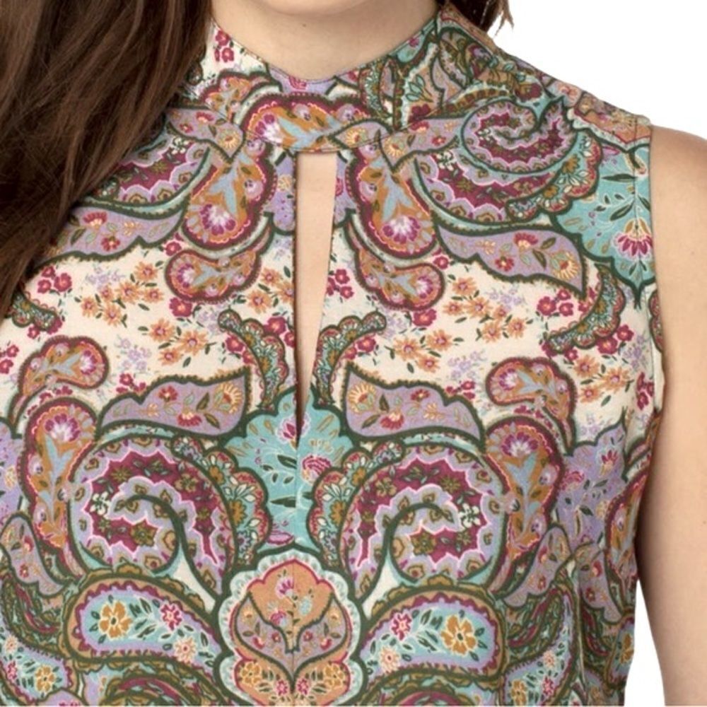 Liverpool Keyhole Paisley Sleeveless Top Size Small - Picture 2 of 12